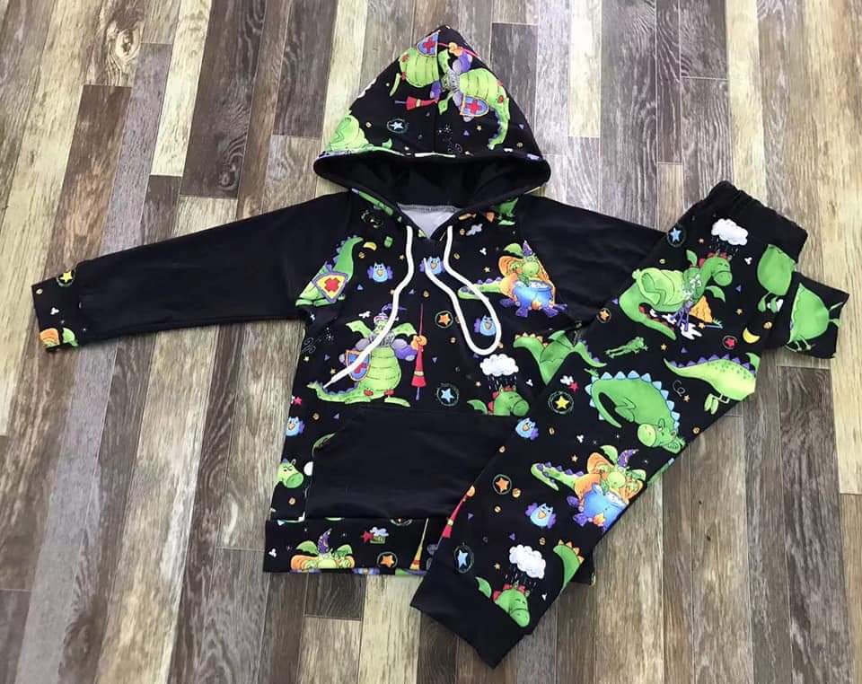 Hooded Dino Pant set